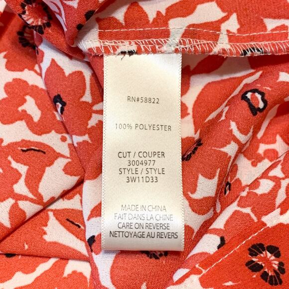 Max Studio 2X Red Floral Boho Peasant Top NWT Plus Size Flowy Bell Sleeve Blouse - Picture 5 of 6